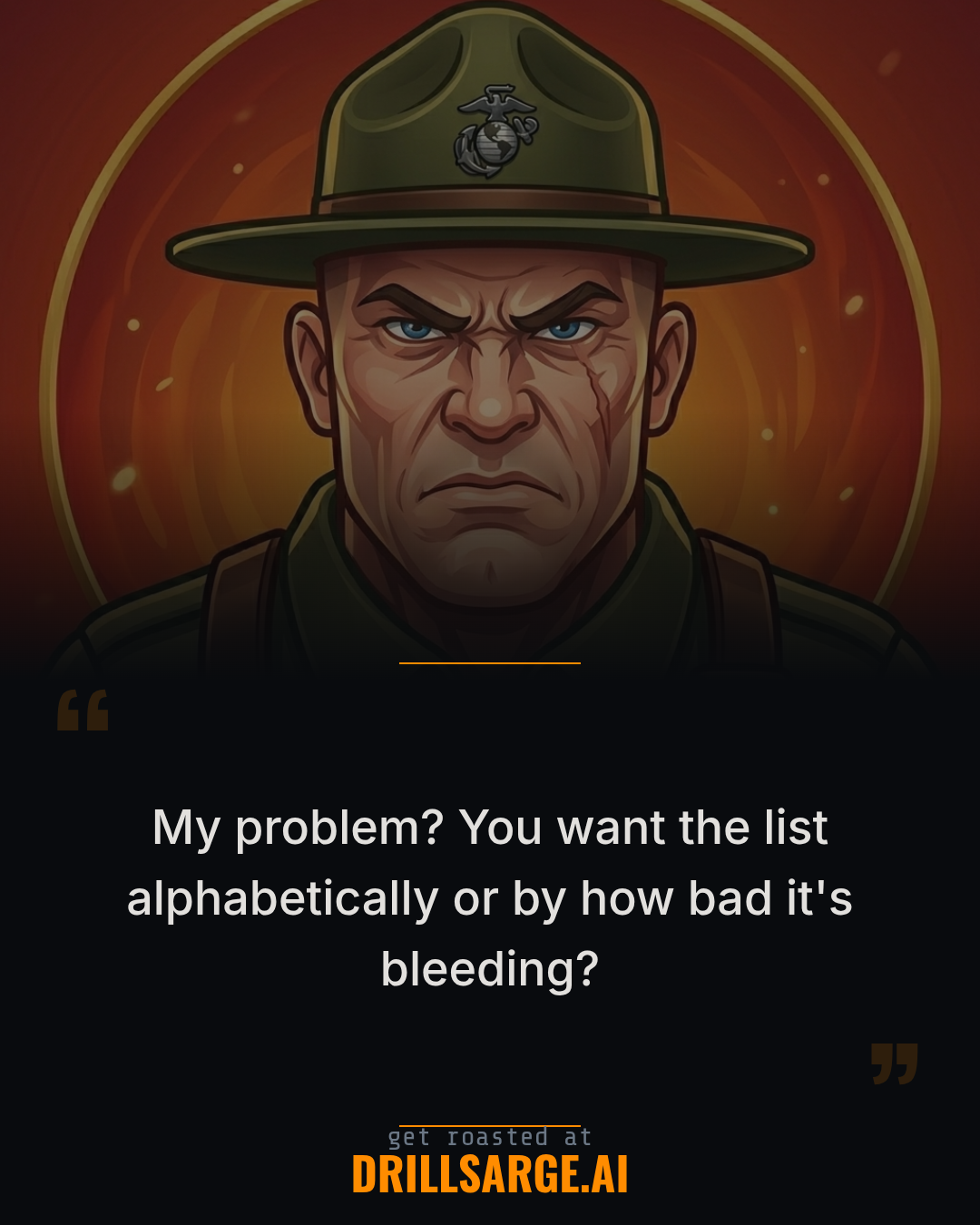Sarge roast card